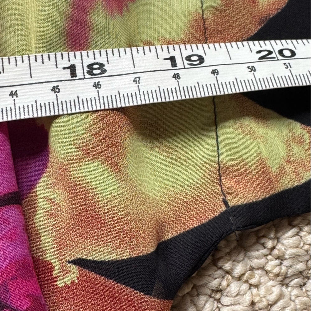 Vintage Black Sheer Long Sleeve Blouse with Vibrant Floral Design Small - Picture 7 of 14